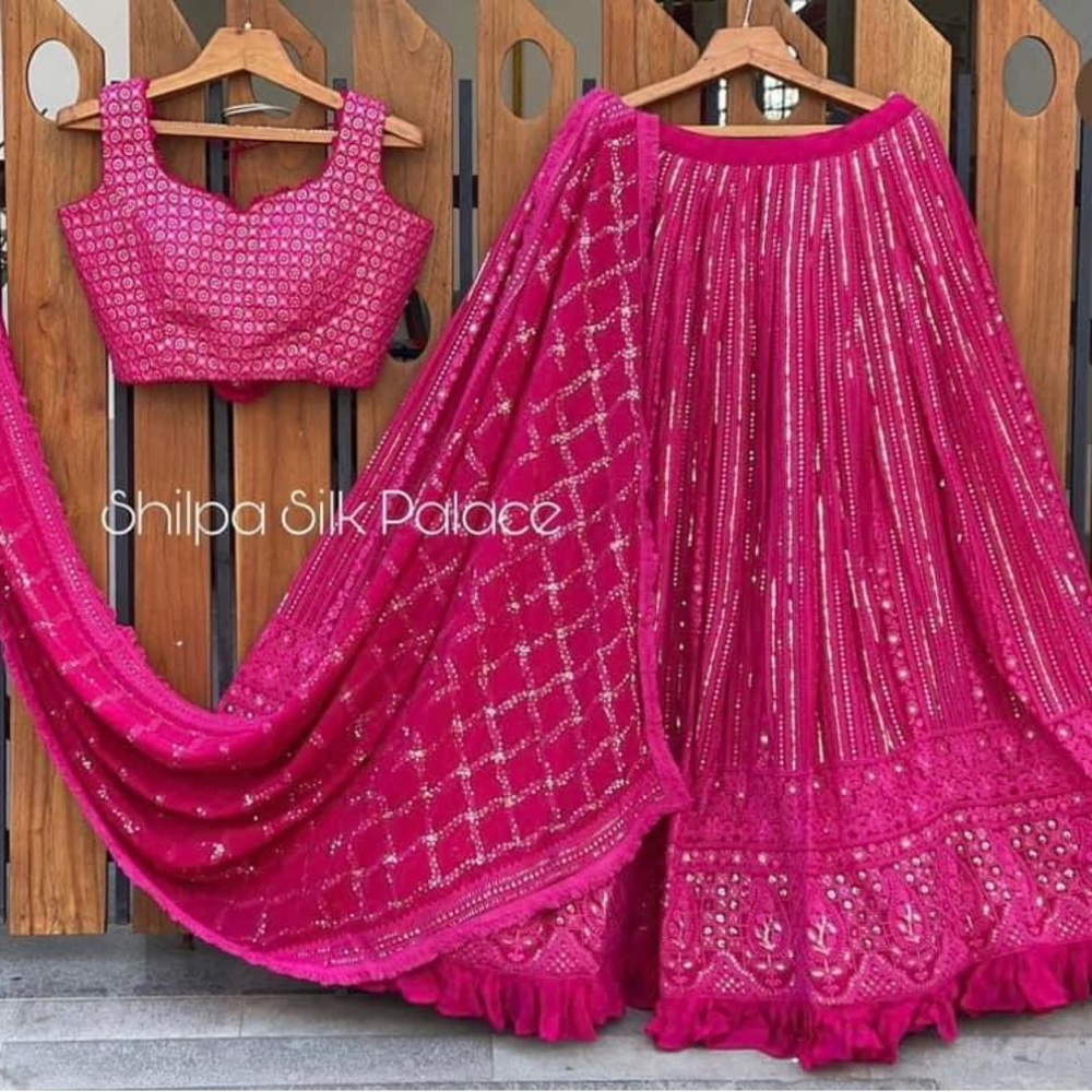 Magenta Pink elegant Reception wear Indian Outfit Lehnga, 2 Piece